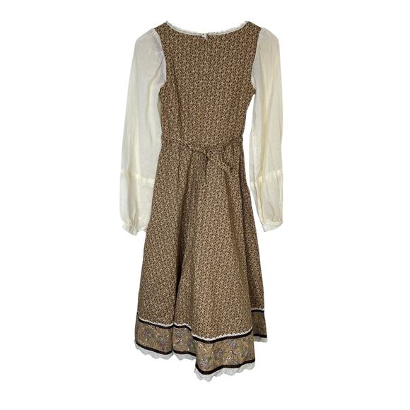 Gunne Sax Vintage 70s Cottagecore Long Sleeve Prairie Dress Floral Calico 5, XXS - Picture 2 of 11